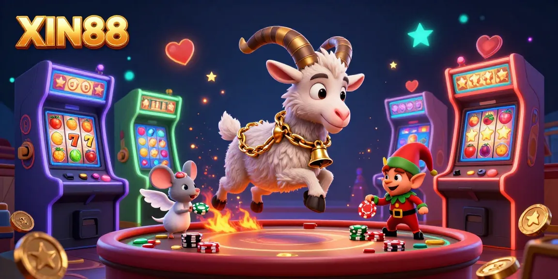 Engage with the festive chaos of XIN88's holiday-horror casino featuring Krampus, angel mouse, and elf gremlins.