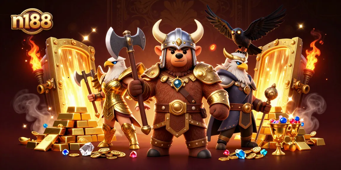 Experience thrilling gaming action with n188 showcasing Viking themes and treasures
