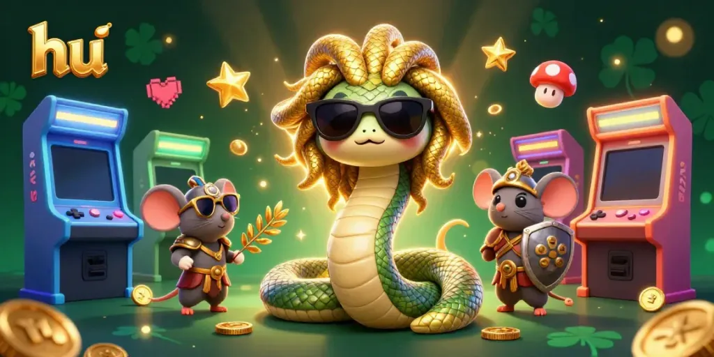 Experience the excitement of the hu casino with vibrant 3D characters and glowing game elements.
