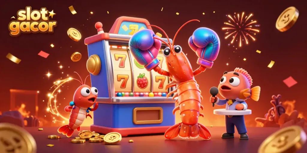 Experience the slot gacor excitement with vibrant 3D characters and jackpot symbols celebrating a big win.