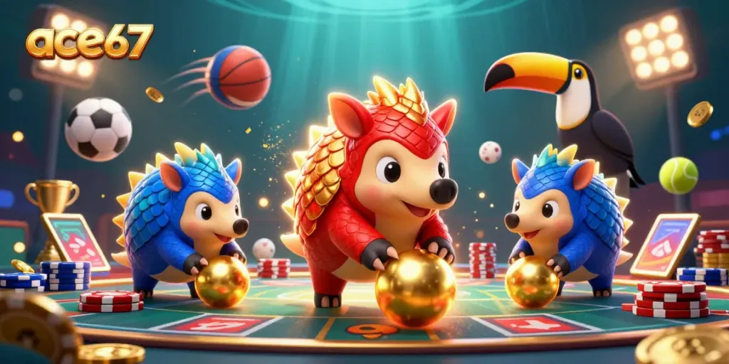 Experience ace67 excitement with rival pangolins in a high-stakes casino scene