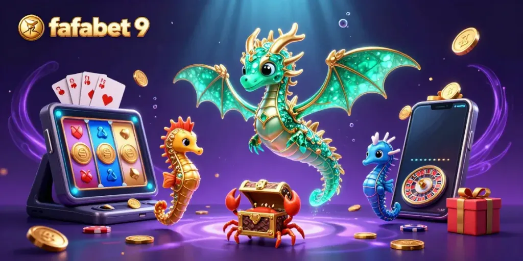 Experience the adventure of fafabet 9 with a vibrant underwater casino scene featuring dynamic gaming elements.