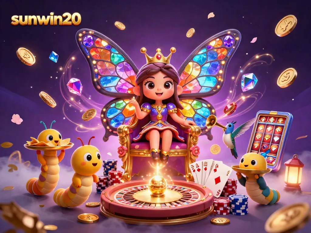Experience the vibrant action of sunwin20 with butterfly queen and dynamic casino elements.