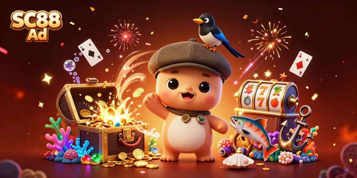 Win big with SC88 Ad in this vibrant casino scene featuring playful Nessie!