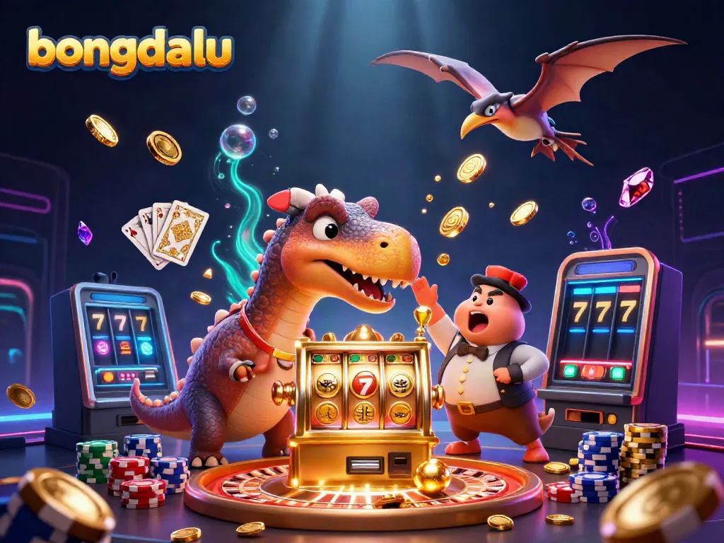 Experience bongdalu’s thrilling gameplay with a pachycephalosaurus triggering jackpots, surrounded by vibrant casino elements.