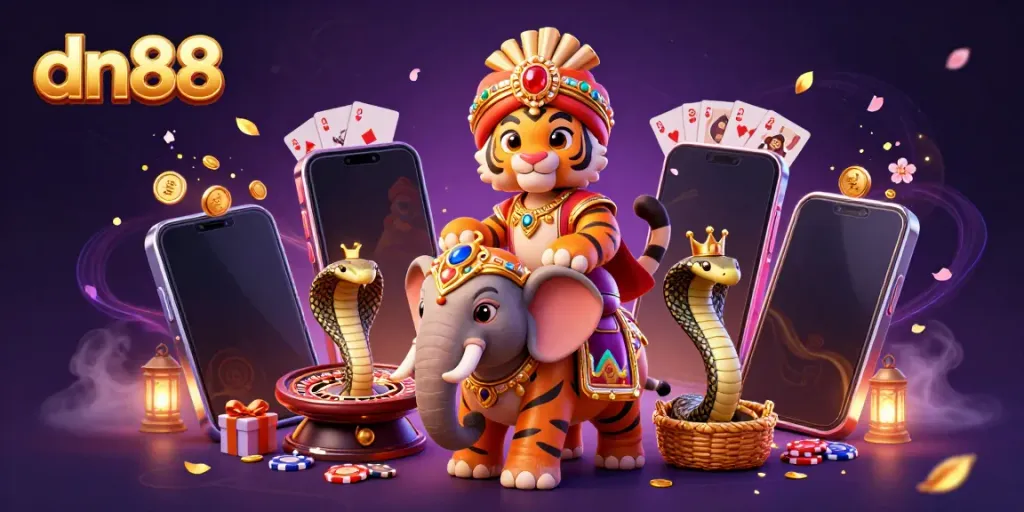 Experience thrilling gaming moments at dn88 with vibrant 3D characters and casino elements.