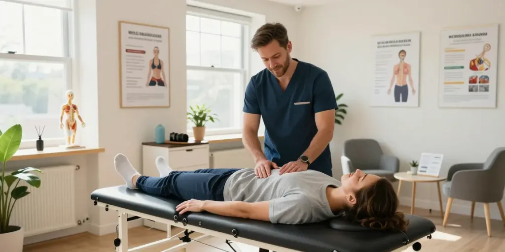 Chiropractor Chatswood providing spinal adjustment in a modern clinic with a welcoming atmosphere.