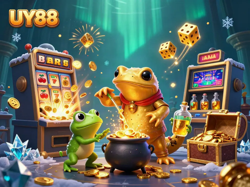 Win big with UY88 at this vibrant casino scene featuring gold and exciting games.