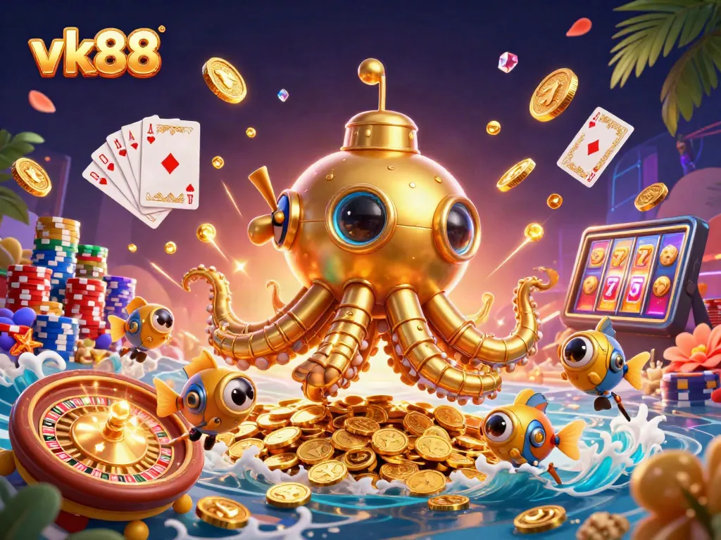 Engage in thrilling gameplay at vk88, showcasing stunning underwater scenes and casino riches.