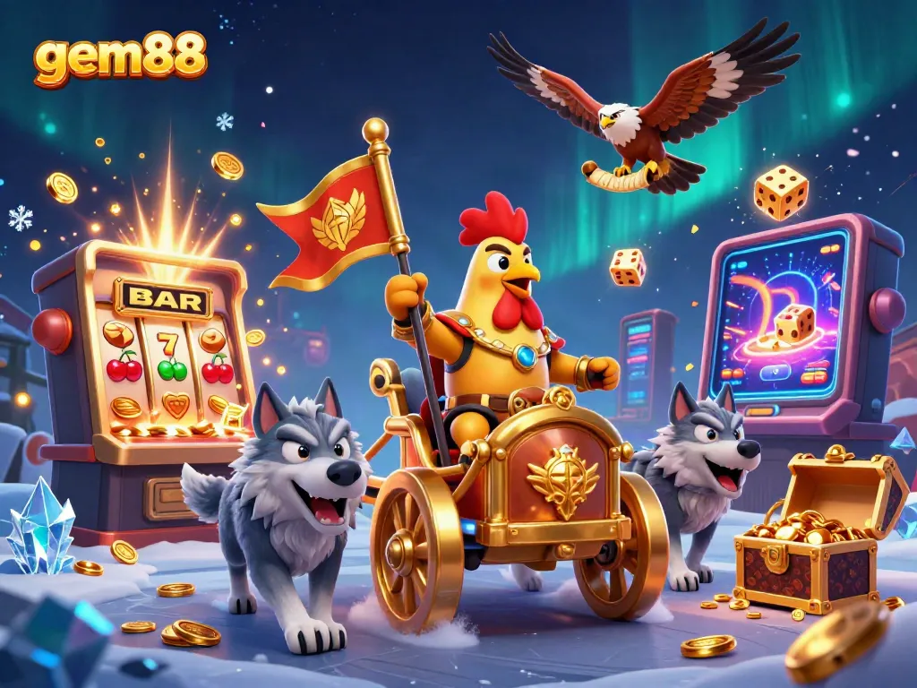 Experience exhilarating gaming with gem88's vibrant casino scene featuring thrilling 3D characters and dynamic elements.