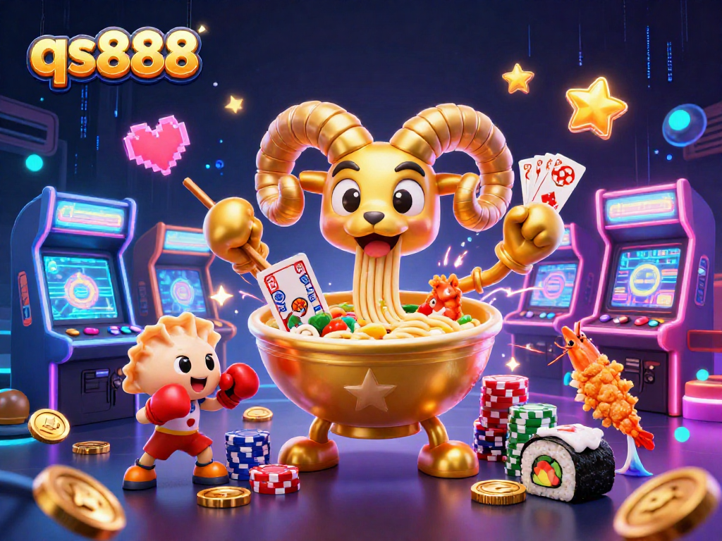 Experience gaming excitement with qs888's dynamic characters in a vibrant casino setting.