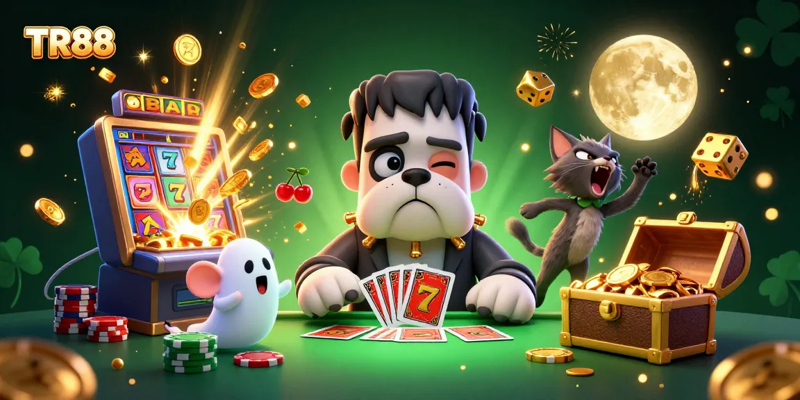 Join the thrilling action at TR88 with a lively 3D casino scene featuring unique characters and vibrant gaming elements.