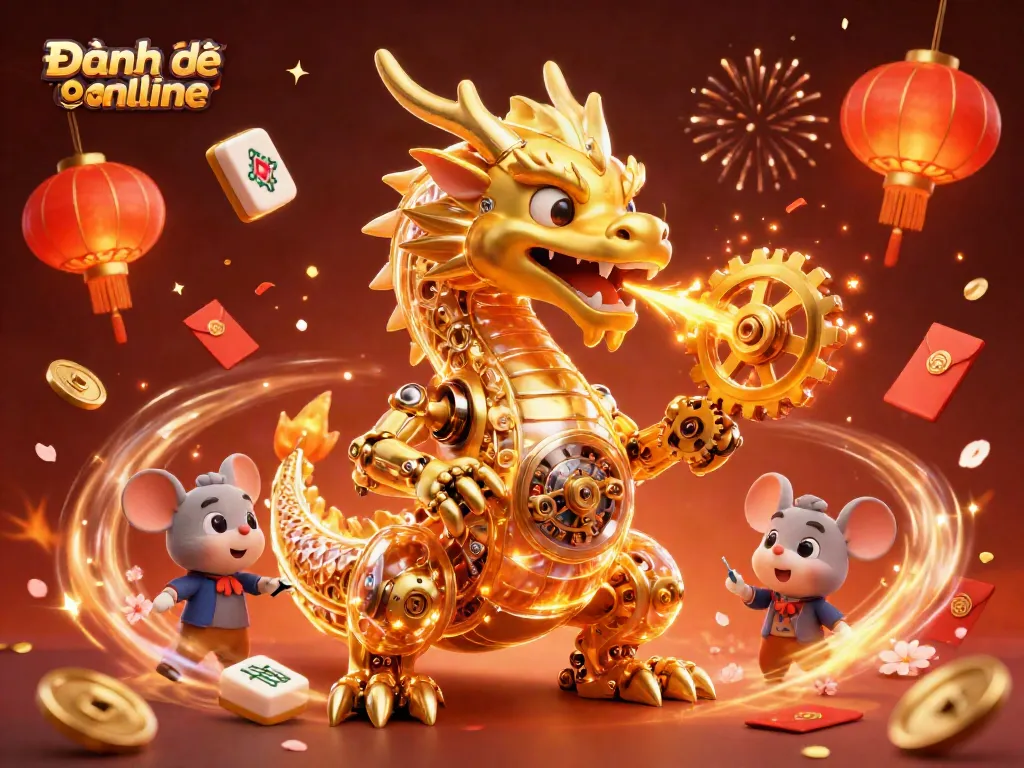 Experience the excitement of Đánh đề online with vibrant golden dragon action and festive elements.