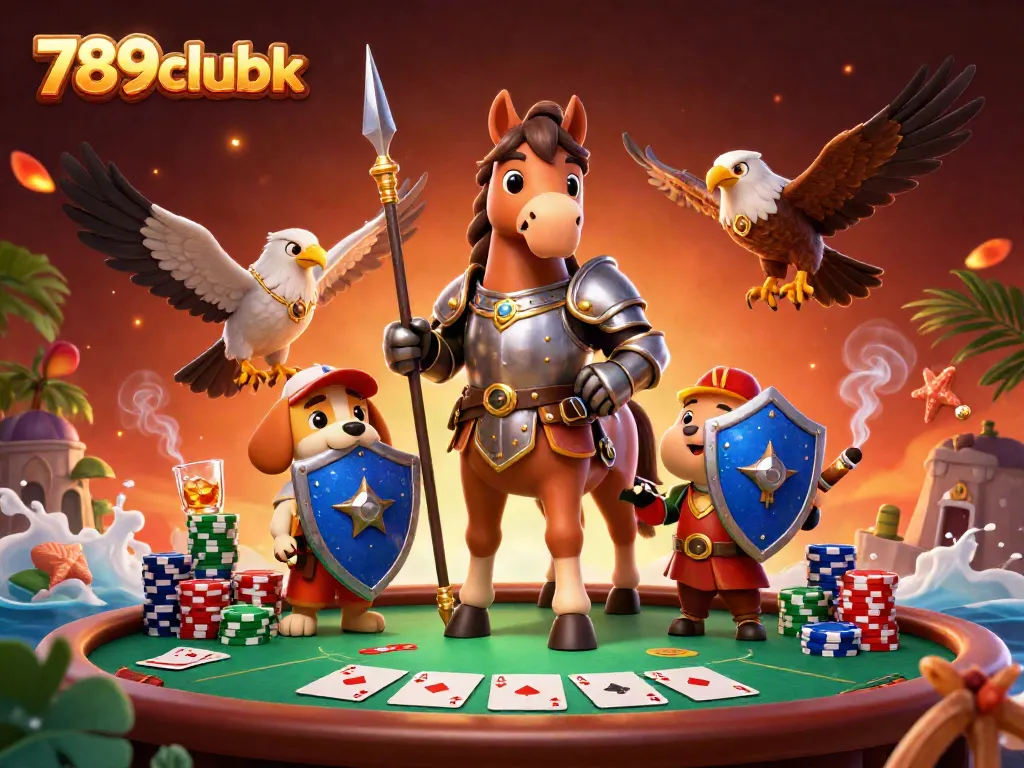 Experience thrilling poker action with 789clubk's captivating gaming scene featuring medieval knight characters.