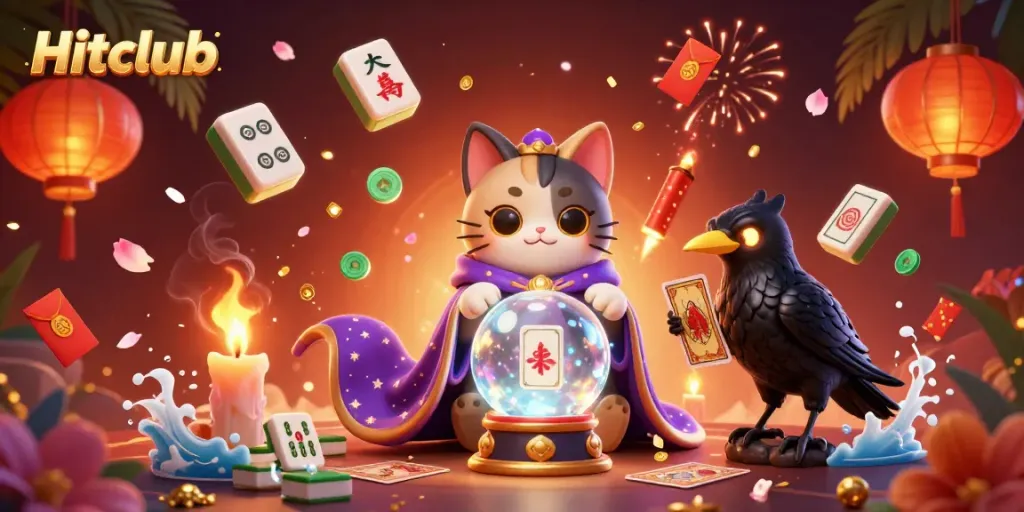 Engage in thrilling gameplay at Hitclub with a vibrant fantasy scene featuring a mystical cat and raven.