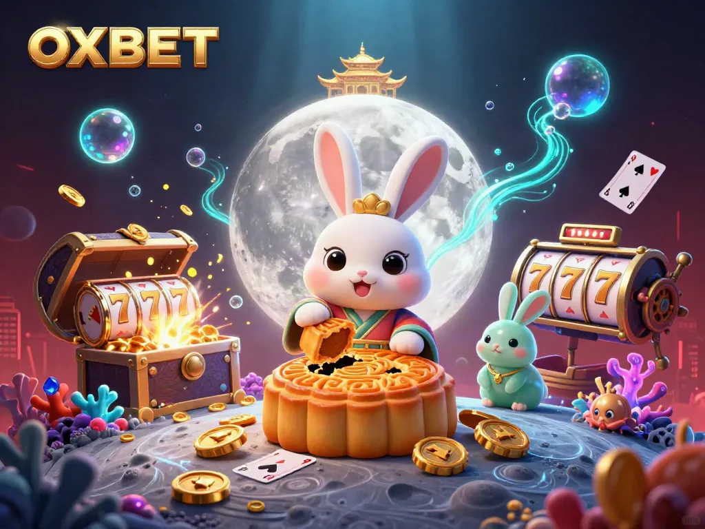 Engage in exciting gameplay with OXBET, where a moon rabbit unveils poker chips hidden in mooncakes.