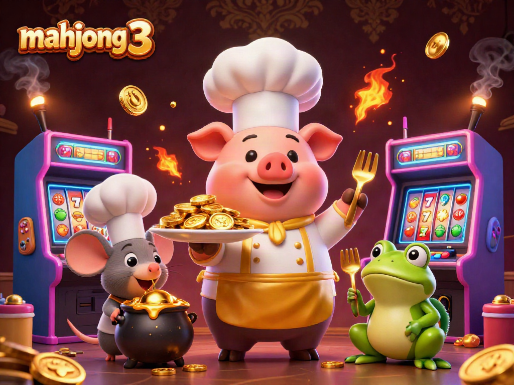 Play mahjong 3 with vibrant characters, gold coins, and exciting gaming elements in a lavish casino setting