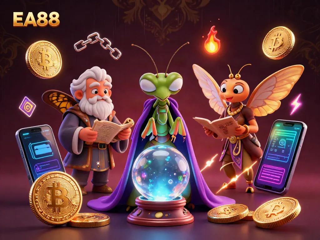 Experience thrilling gambling action with EA88's vibrant magical scene of fortune tellers and crypto coins