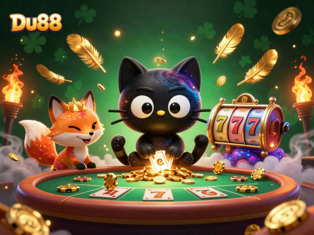 Engage in thrilling gaming with Du88's cosmic casino setting, showcasing a captivating 3D illustration.
