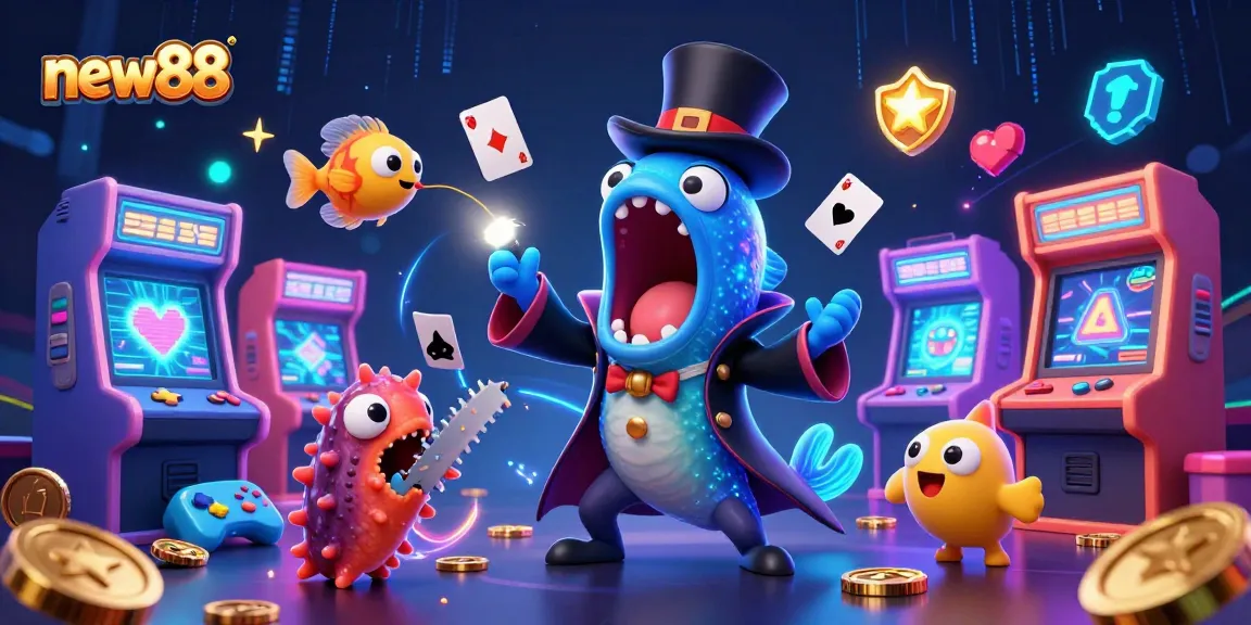 Engage with exciting games at new88 featuring vibrant 3D characters and casino elements.