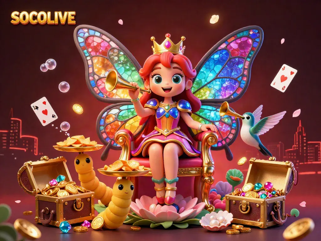 SOCOLIVE offers a vibrant gaming experience with animated characters and dazzling casino elements.