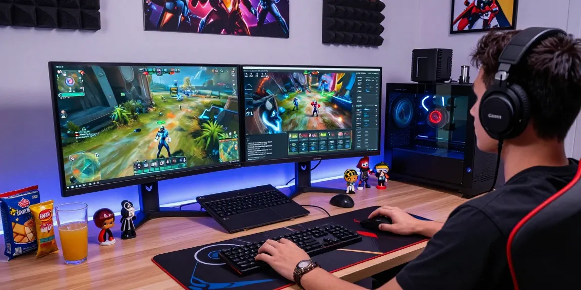 ROKOK88 wireless keyboard and gaming headset in an immersive gaming setup.