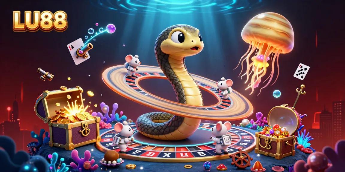 LU88 game's thrilling cosmic betting scene with unique characters animated in a vibrant 3D setting.