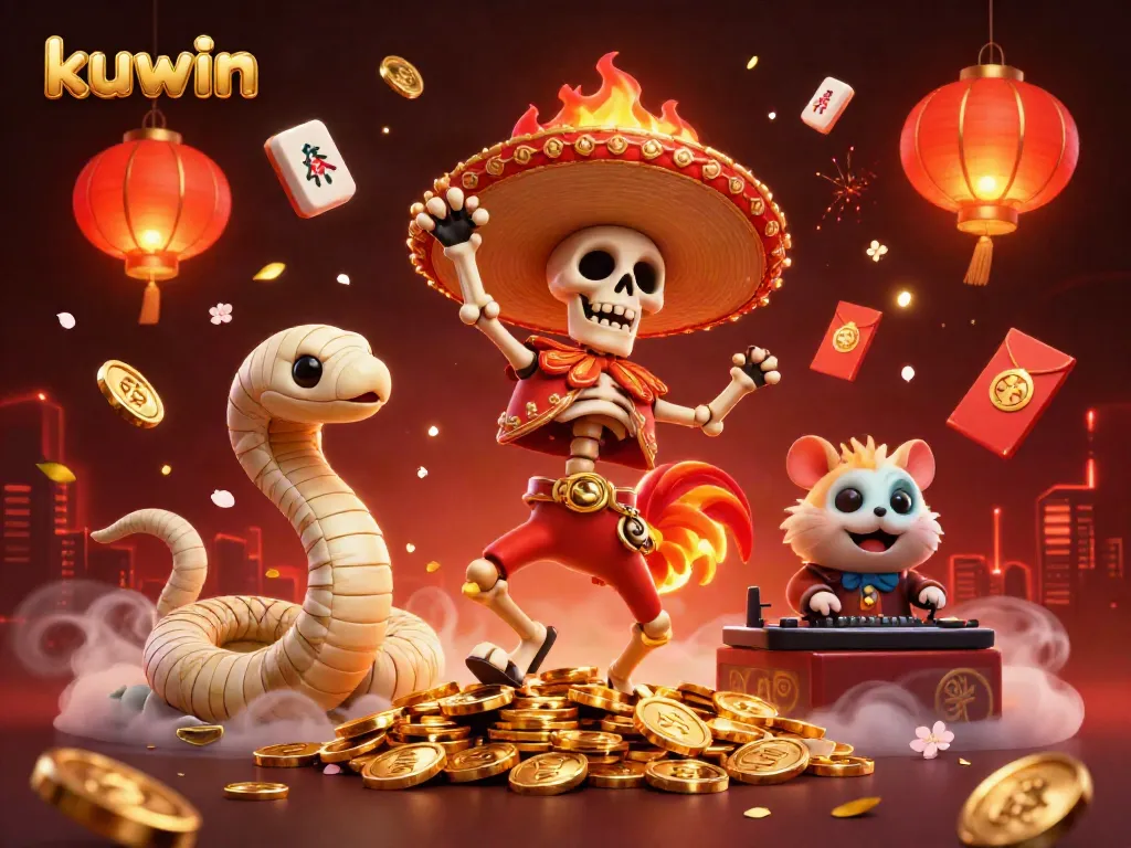 kuwin offers engaging gameplay with vibrant characters celebrating victory in a lively casino scene.