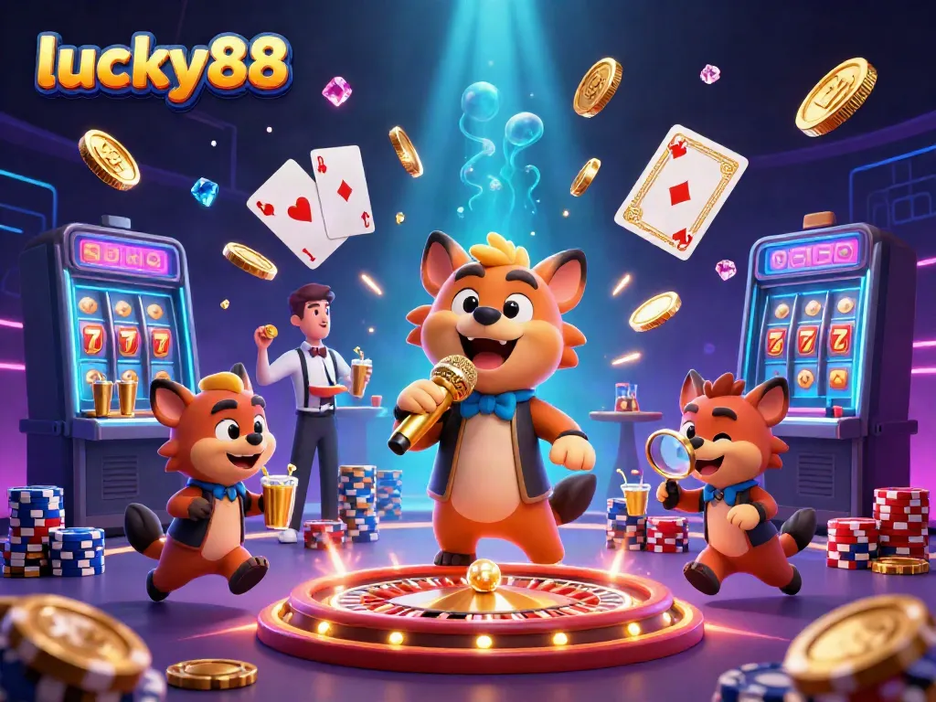 Experience thrilling casino fun at lucky88 with animated hyenas running a comedy club and celebrating wins!