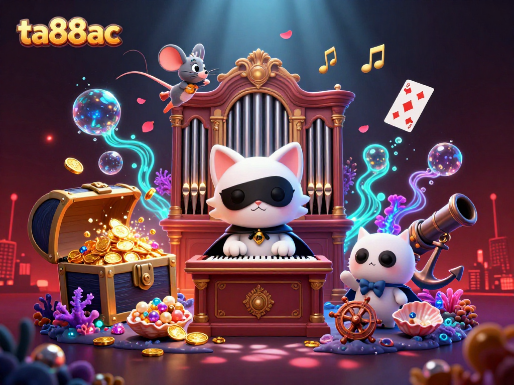 Experience the excitement of ta88ac with this vibrant 3D casino scene featuring dynamic characters and game elements.