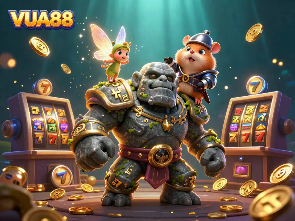 Experience thrilling gameplay at VUA88, featuring vibrant slot machines and magical characters.