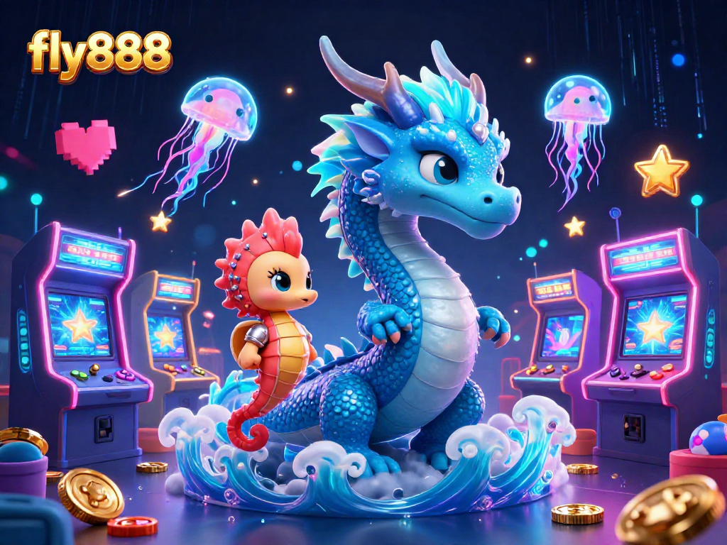 Experience the thrill of fly888 with vibrant underwater characters and dynamic casino gaming elements.
