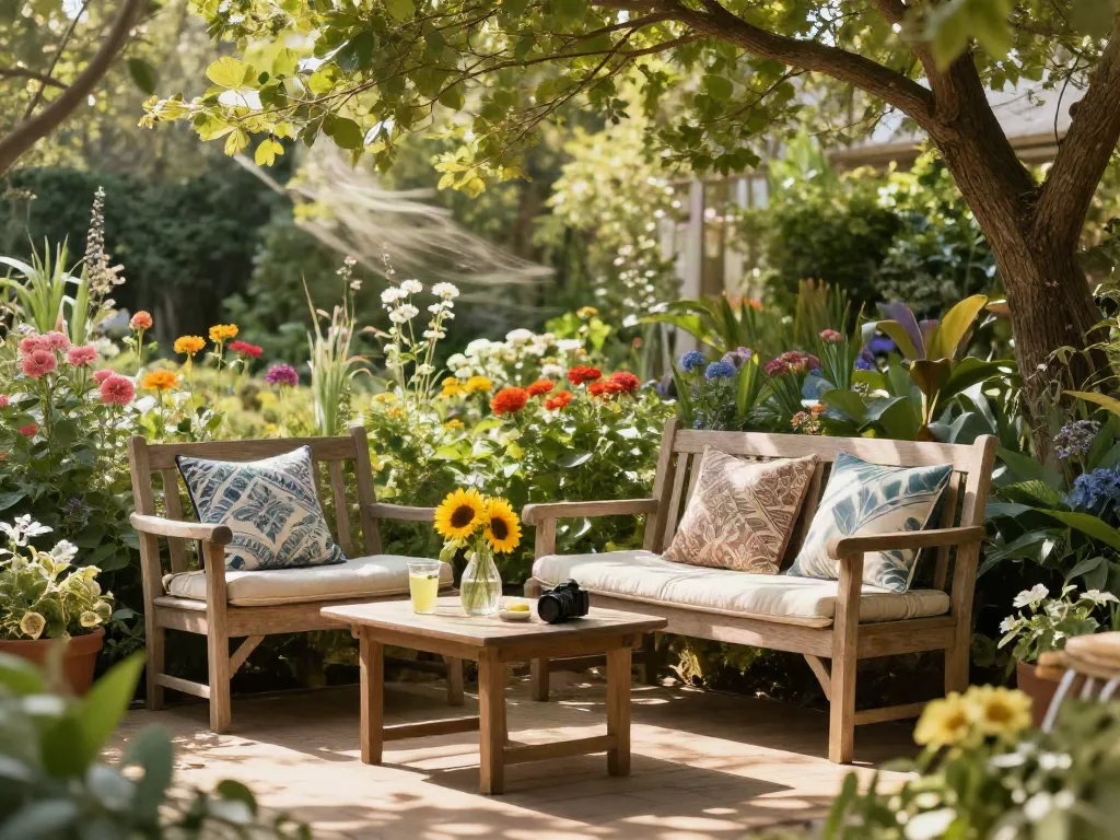 Comfortable Charles Taylor Garden Seating in a vibrant garden setting with natural lighting.