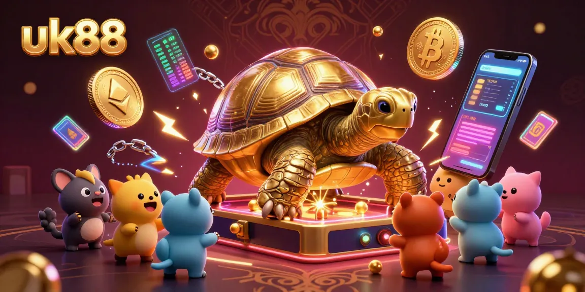 Experience thrilling gaming adventures at uk88 with a giant golden tortoise pinball machine and exciting crypto elements.