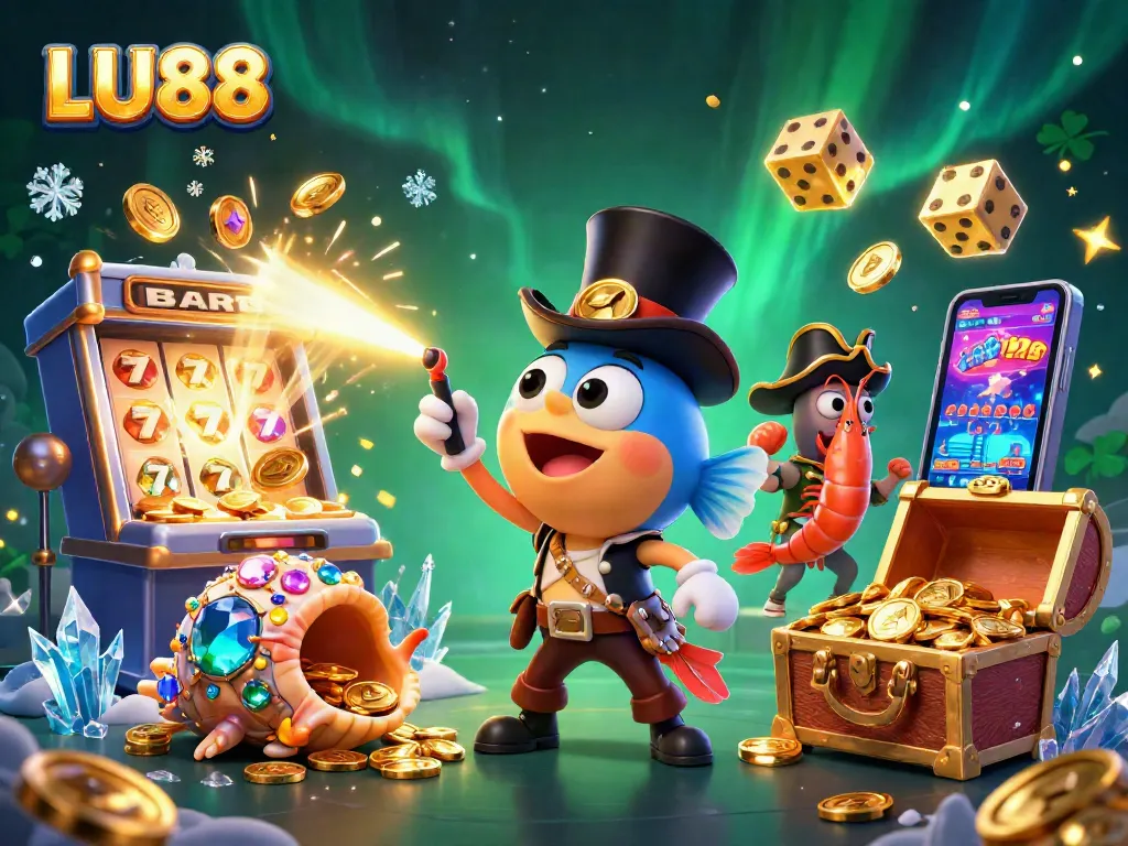 LU88 players engage with glowing treasures in an exciting online slot adventure.