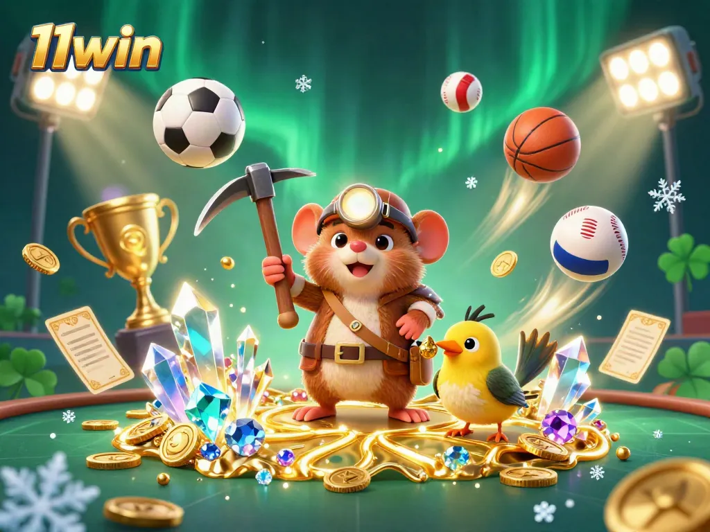 Experience thrilling wins at 11win with a treasure hunter mole in a dazzling casino world.