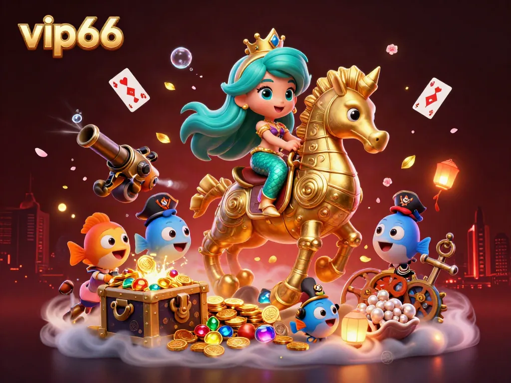 Experience vibrant action in vip66's underwater casino, featuring a mermaid and treasure galore.