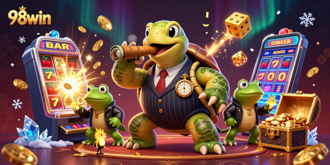 Experience the thrilling world of 98win as the snapping turtle and bullfrog guardians spin casino fortunes away!