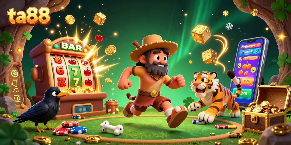 Experience thrilling wins at ta88 with a vibrant 3D casino scene featuring exciting characters and jackpots.