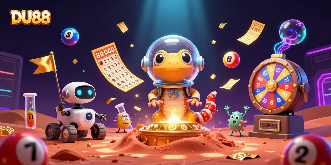 Experience DU88 with vibrant lottery action and Martian excitement in a thrilling casino illustration