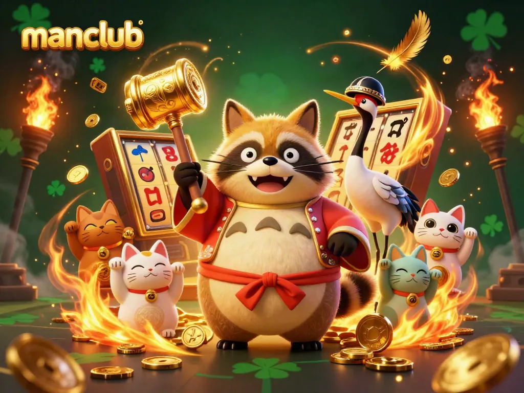 Play exciting games at manclub with cheerful characters in a vibrant casino atmosphere!