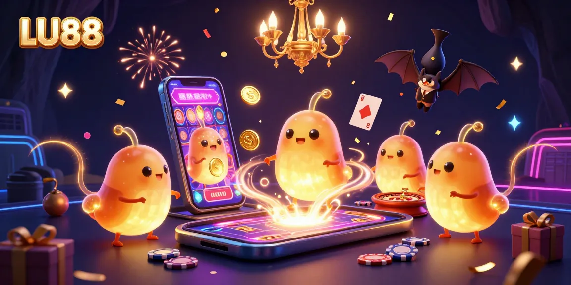 LU88 showcases vibrant glowworms lighting a casino with thrilling games and sparkling atmosphere.