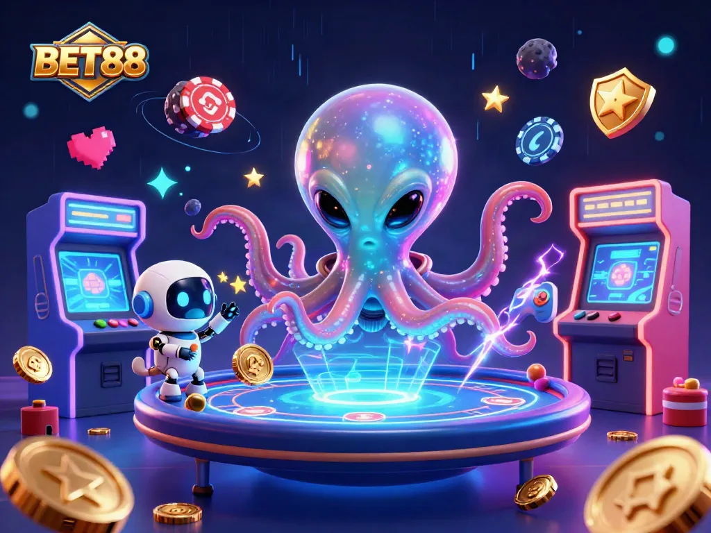 BET88 chơi game đầy phấn khích cùng với người ngoài hành tinh và robot trong không gian