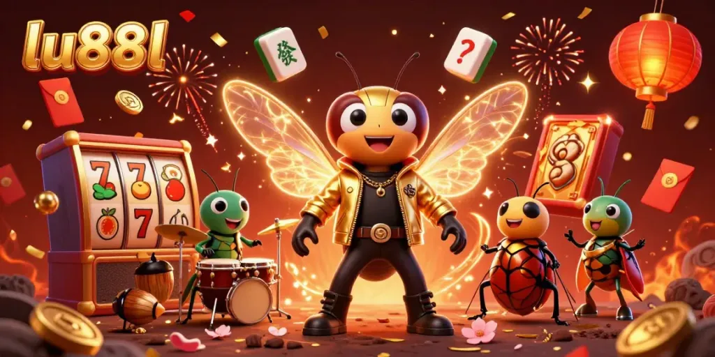 Experience the dynamic world of lu88l with a vibrant 3D casino scene featuring characters and game elements.