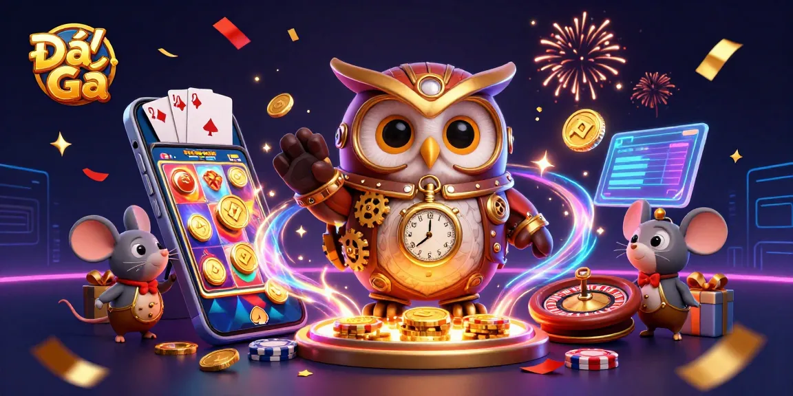 Engage in Đá Gà action with animated characters and vibrant casino elements in a richly detailed scene.