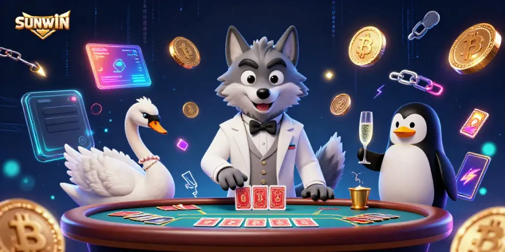 Engage with SUNWIN alongside a debonair wolf, elegant swan, and penguin, enhancing your gaming experience dynamically.