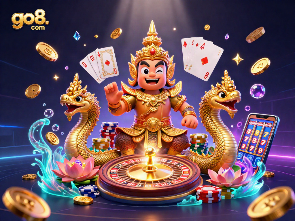 Experience thrilling play at go8. com with friendly guardian, spinning roulette, and sparkling gems.