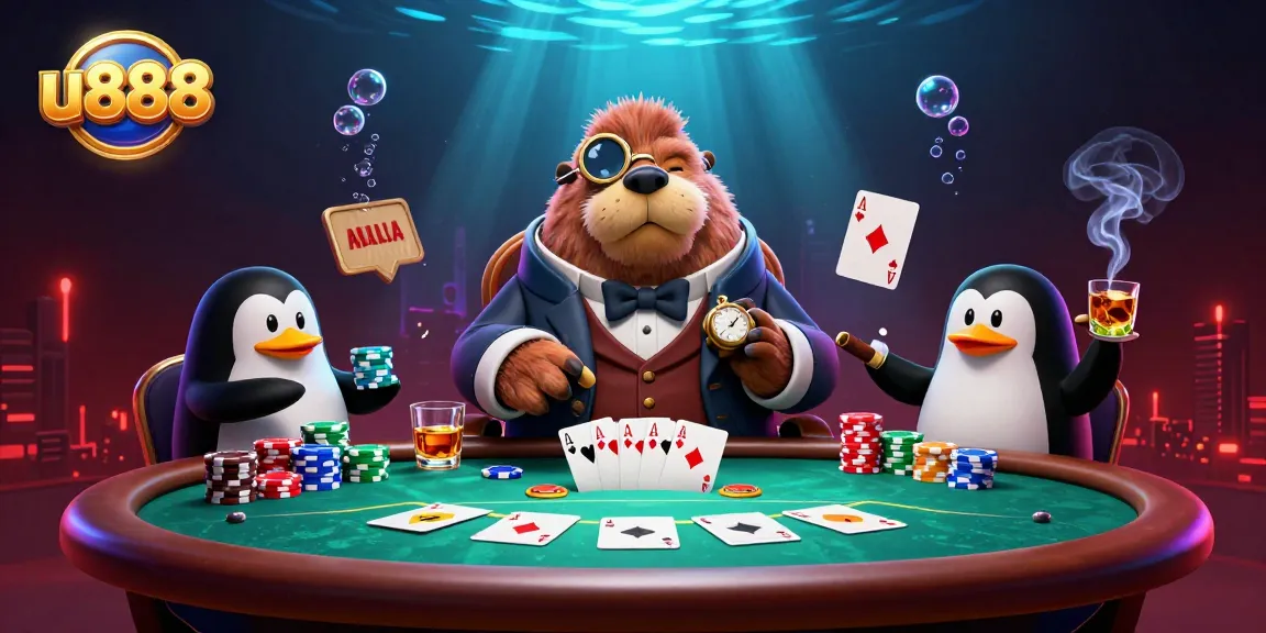 Join the jolly walrus in a thrilling underwater poker game at u888, capturing the excitement of gambling.
