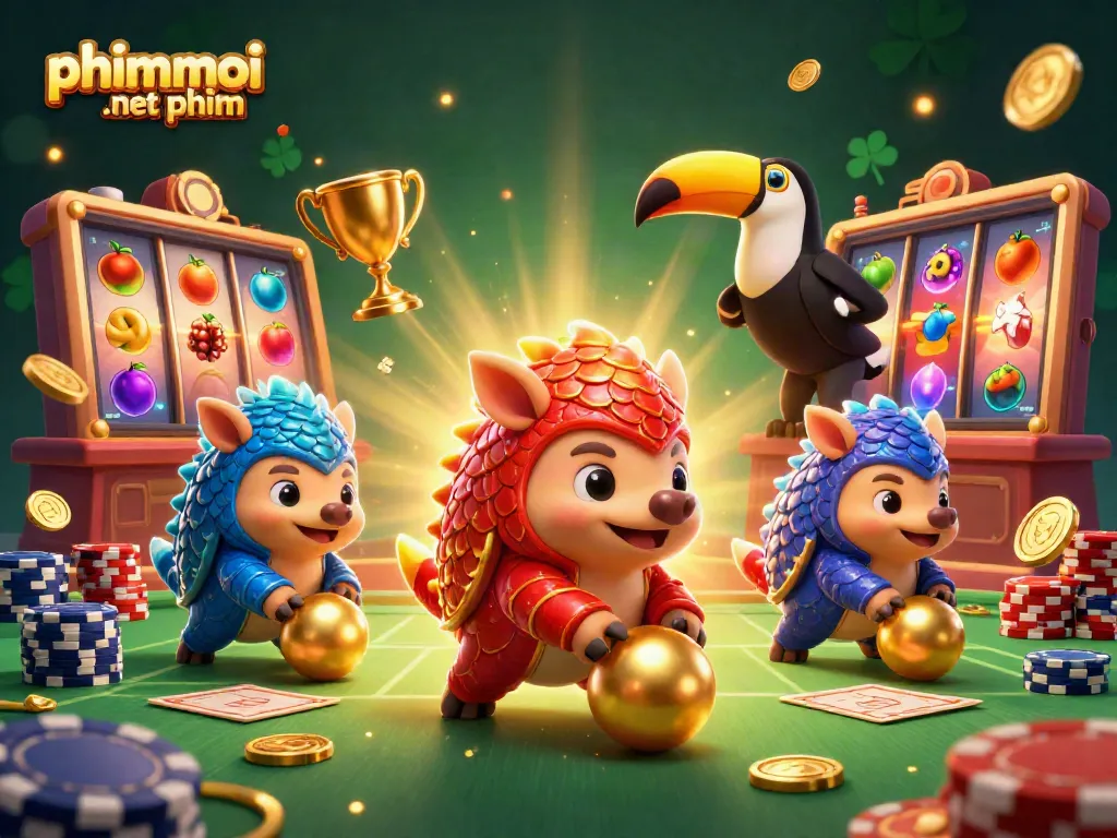 Experience the thrill of phimmoi .net phim with rival pangolins bowling through casino chips in a vibrant 3D scene.