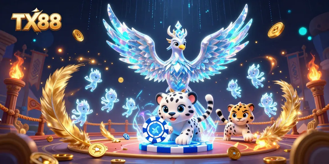 Experience thrilling ice-themed adventures at TX88 with captivating characters and vibrant casino elements.
